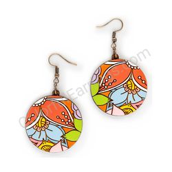 Wooden handmade floral earrings - Hippie Blossom 1