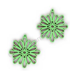 Wooden Drop Lace Earrings - Snowflake (irregular), Green 2